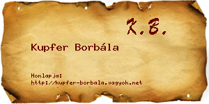 Kupfer Borbála névjegykártya